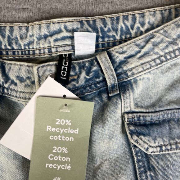 Wide Leg Jeans Women 6 Blue Mid Rise Light Wash H&M Divided Y2K Style 31 x 30 - Picture 6 of 14